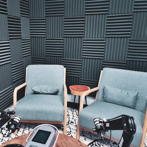 guest-area-furniture witcraft guest area with two chairs drink station and microphones