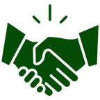 green icon of hands shaking